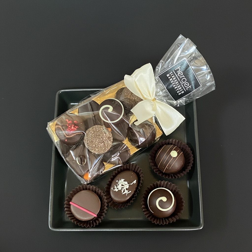 
                  
                    Pralinenbeutel dunkel mit dunklem Hintergrund
                  
                