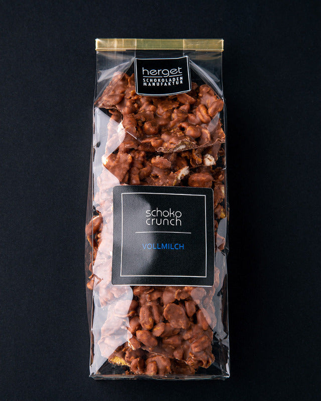 Knuspriger Schoko-Crunch aus Edelvollmilchschokolade im Beutel – Herget Schokoladenmanufaktur
