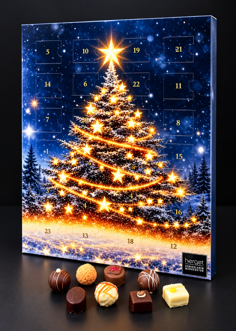 Adventskalender mit 24 handgemachten Pralinen